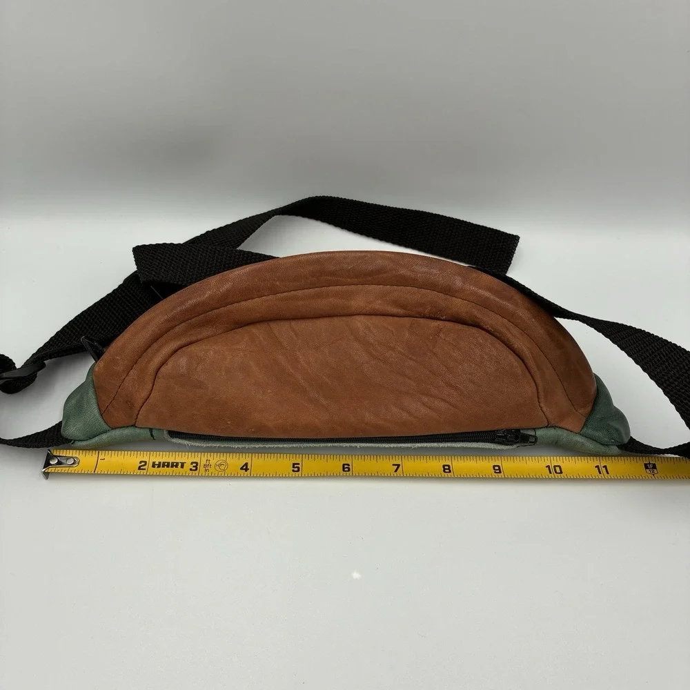 Vintage Leather Belt Bag Dragons Colorblock Fanny‎ Pack